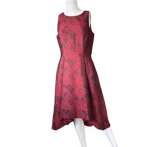 NEW White House Black Market Dress Sleeveless Jacquard Hi Lo Red Holiday Size 8